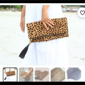 VAHA LEOPARD HAIR. Fold over Clutch